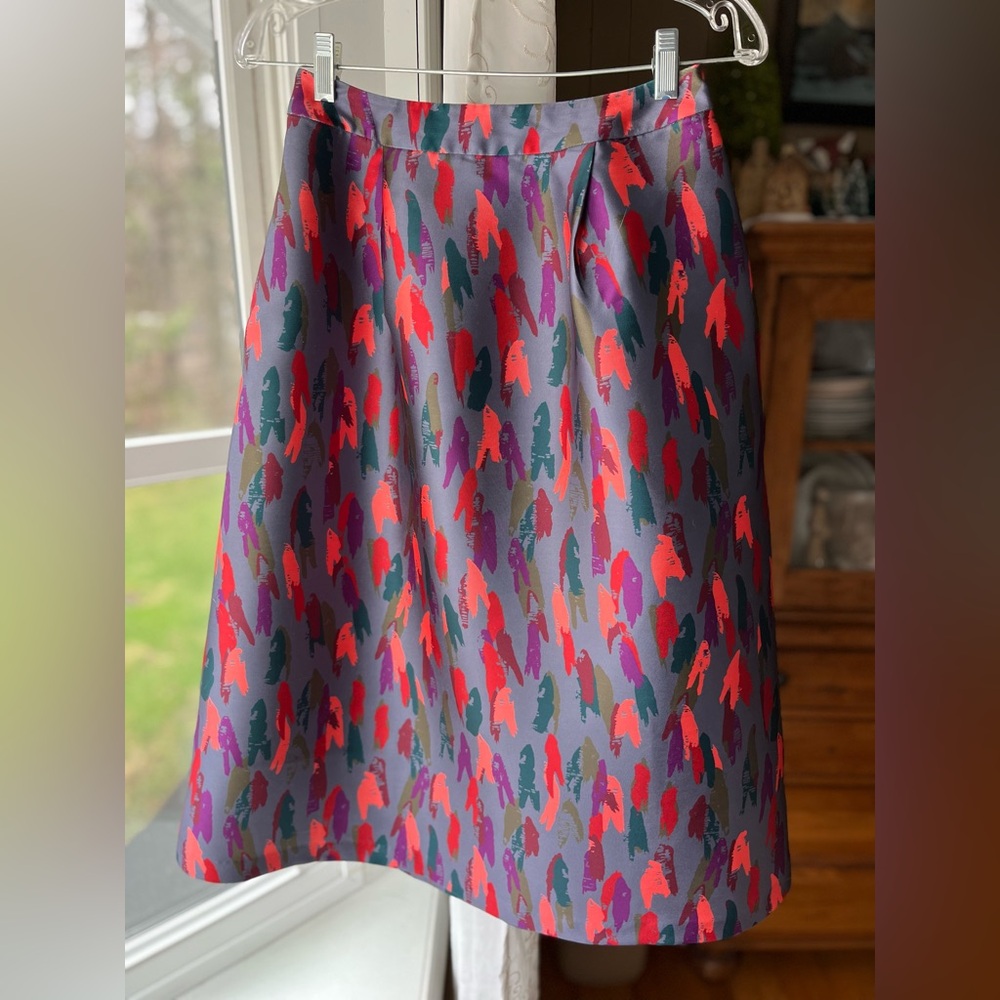 Anthropologie Raoul A-Line Abstract Print Midi Skirt Sz 4 Whimsigoth Artsy EUC